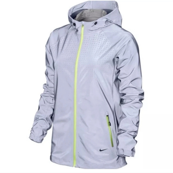 Nike Vapor All over Flash Running Jacket silver volt reflective Size S - Picture 1 of 14
